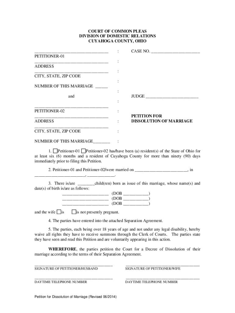 Cuyahoga County Dissolution Forms Fill Out Amp Sign Online Dochub