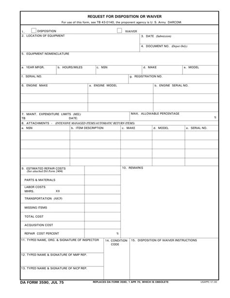 Da Form 3590 Fill Out Sign Online And Download Fillable Pdf Templateroller