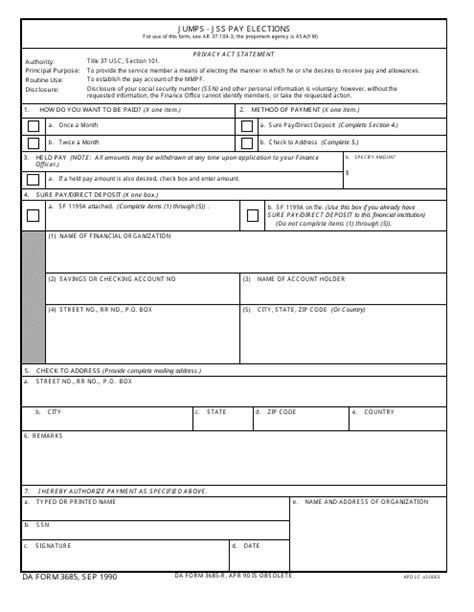 Da Form 3685 Fillable Fill Out Printable Pdf Forms Online