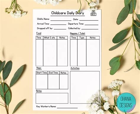 Daily Childcare Record Sheet Childminders Documents