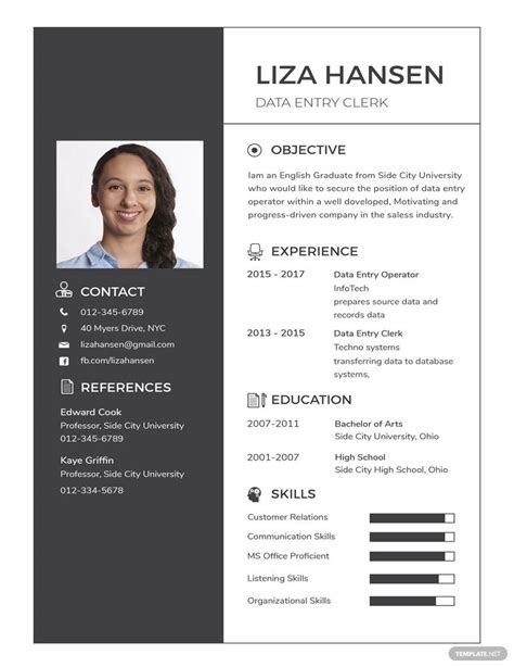 Data Entry Clerk Resume In Word Pages Illustrator Publisher Psd Indesign Download