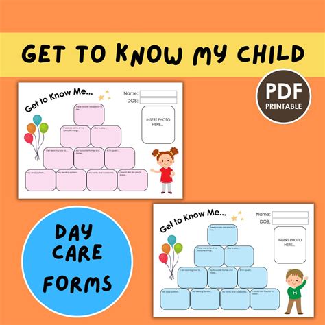 Day Care Get To Know My Child Child Information Request Childminder