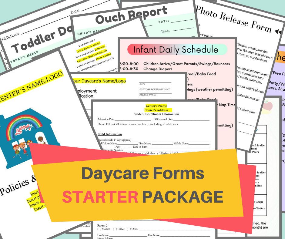 Daycare Forms Bundle Childcare Provider Starter Kit Printables