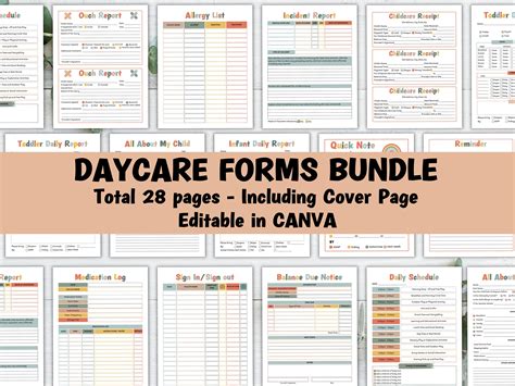 Daycare Forms Bundle Starter Kit Childcare Forms Inhome Daycare Paperwork Preschool Forms