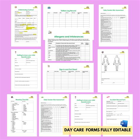 Daycare Forms Daycare Paperwork Planning Child Assessment Daycare Starter Kit Childcare