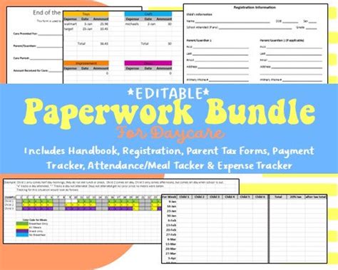 Daycare Paperwork Bundle Childcare Preschool Paperwork Forms Etsy