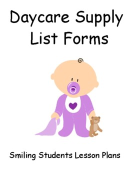 Daycare Preschool Supply List Forms By Smiling Students Lesson Plans