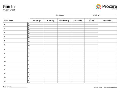 Daycare Sign In Sheets Procare Solutions