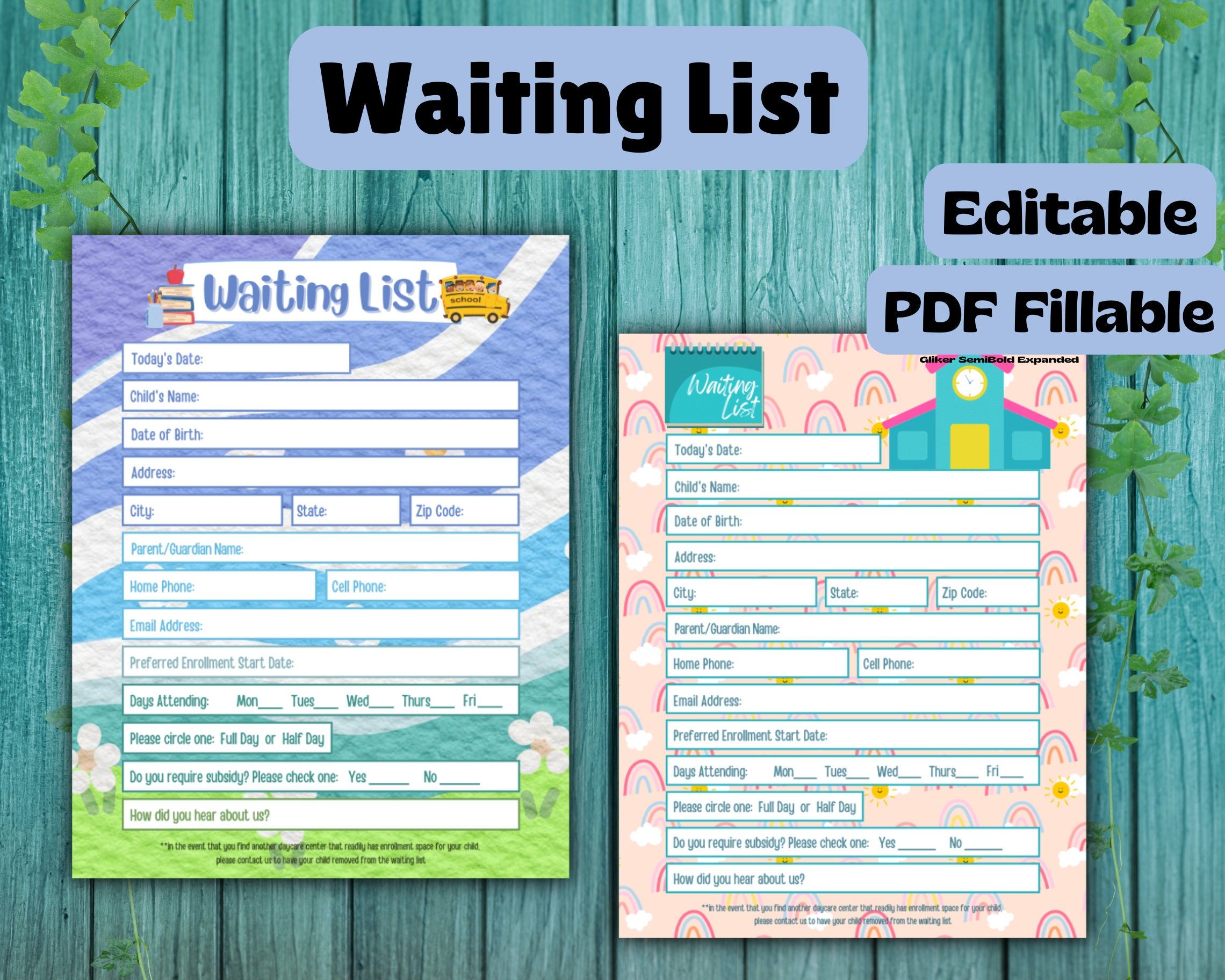 Daycare Wait List Daycare Waiting List Template Wait List Request Form