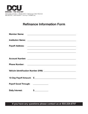 Dcu Refinance Information Form Fill And Sign Printable Template Online