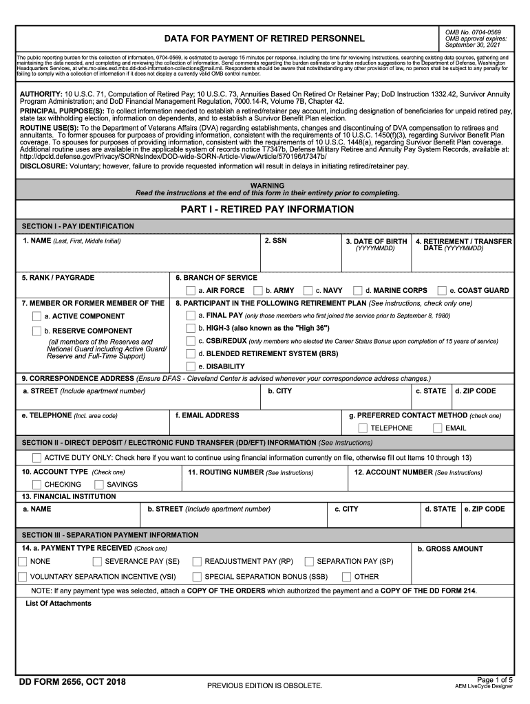 Dd 2656 2022 Form Printable Blank Pdf Online