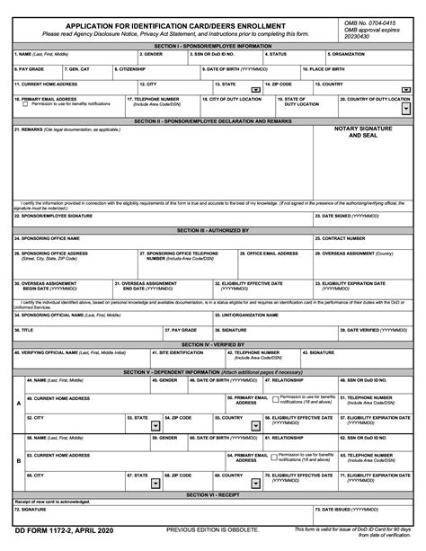 Dd Form 1172 2 Application For Identification Card Deers Enrollment