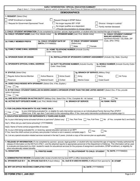 Dd Form 2792 1 Download Fillable Pdf Or Fill Online Early Intervention Special Education Summary