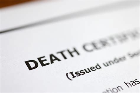 Death Certificate Is On Table Paperwork After Death Of Relative Stock