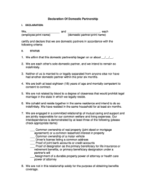 Declaration Of Domestic Partnership The Federal Long Term