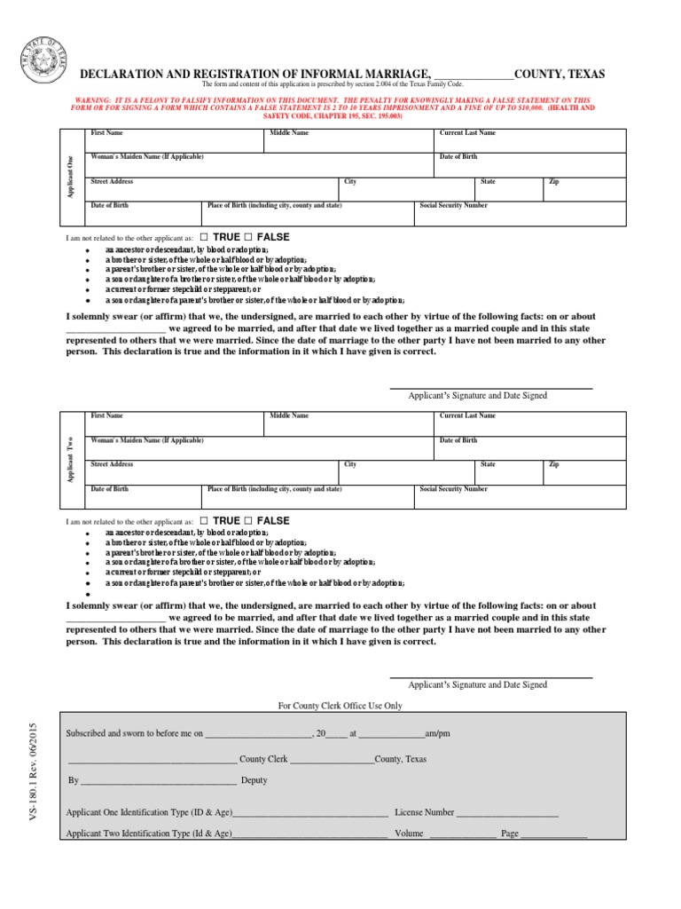 Declaration Of Informal Marriage Nevada Legal Forms Services