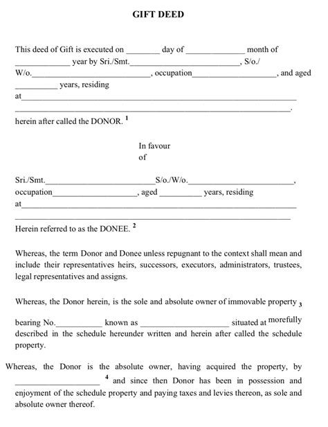 Deed Of Gift Of Property Sample