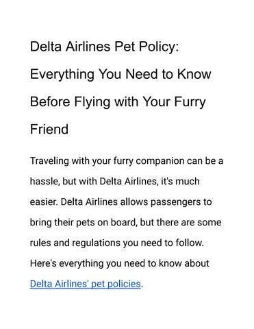 Delta Airlines Pet Policy Everything You Need To Know Before Flying