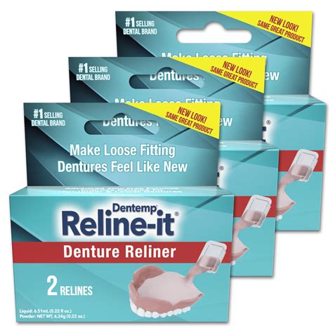 Dentemp Denture Reline Kit Pack Of 3 Advanced Formula For Tightening