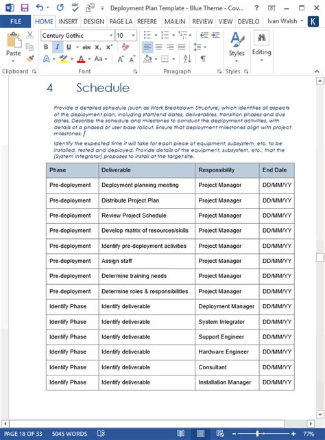 Deployment Plan Template Ms Word Templates Forms Checklists For