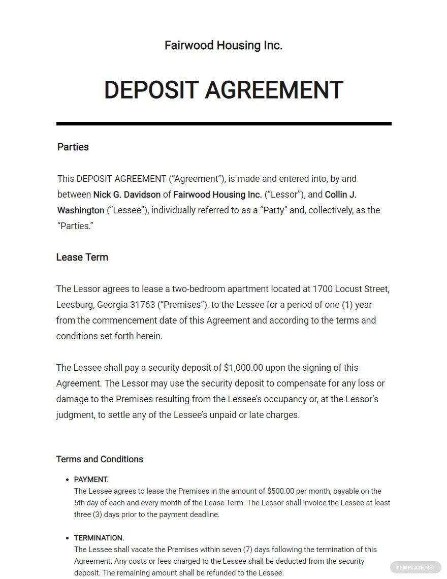 Deposit Policy Template Prntbl Concejomunicipaldechinu Gov Co