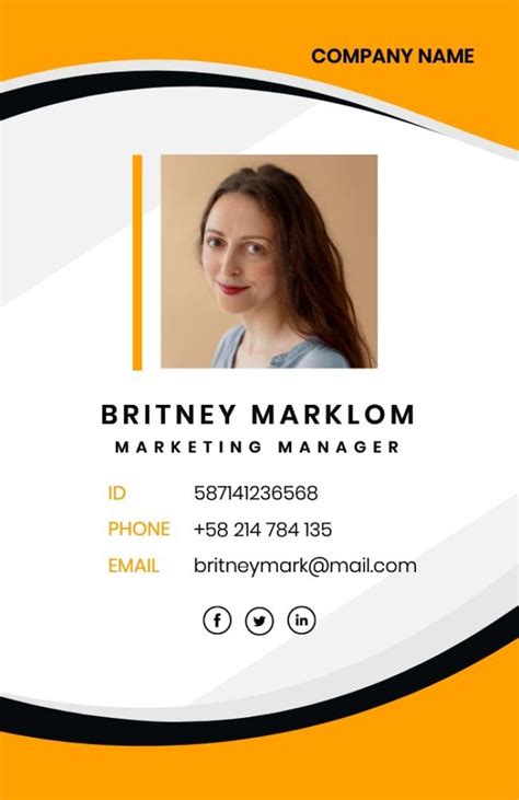 Design This Minimalist Professional Marketing Manager Id Card Template For Free