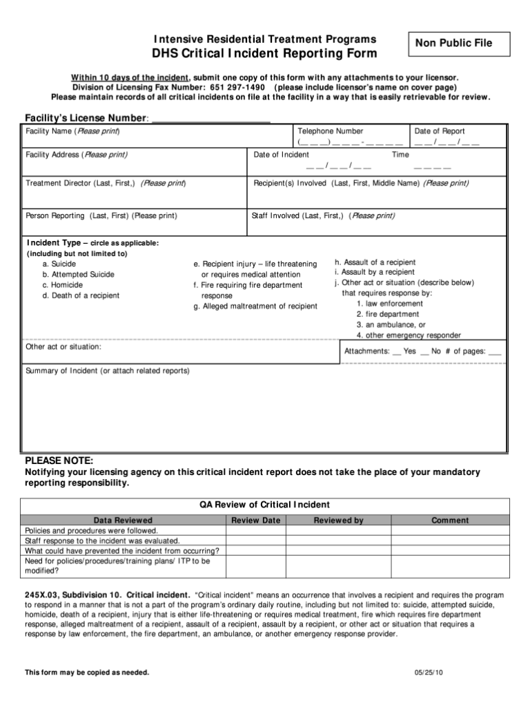 Dhs Critical Incident Reporting Fill Out Sign Online Dochub