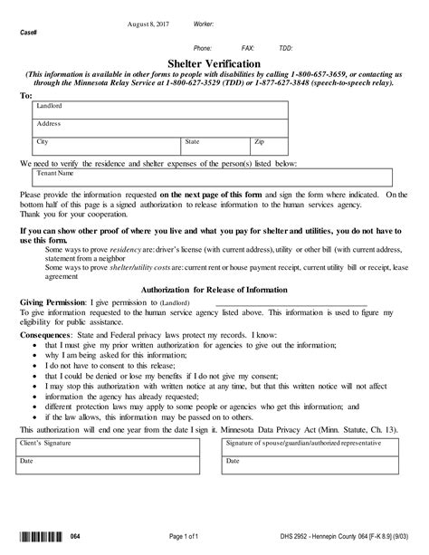 Dhs Shelter Verification Form Printable Form Templates And Letter