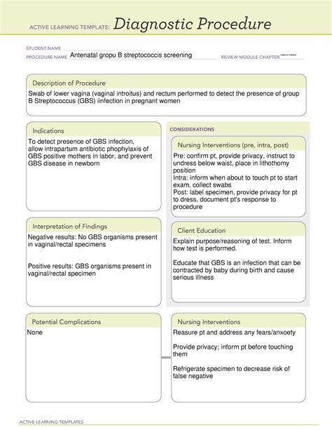 Diagnostic Form Gbs Active Learning Templates Diagnostic Procedure