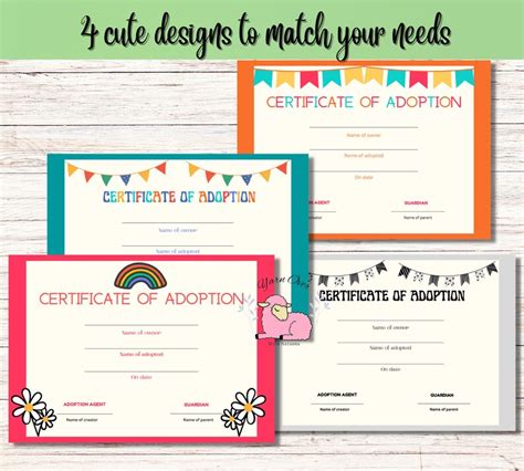 Digital Toy Adoption Certificate Personal Adoption Paper For Toys Printable Adoption Papers For Toys Etsy