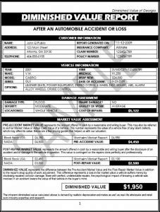 Diminished Value Report Requirements Dvga