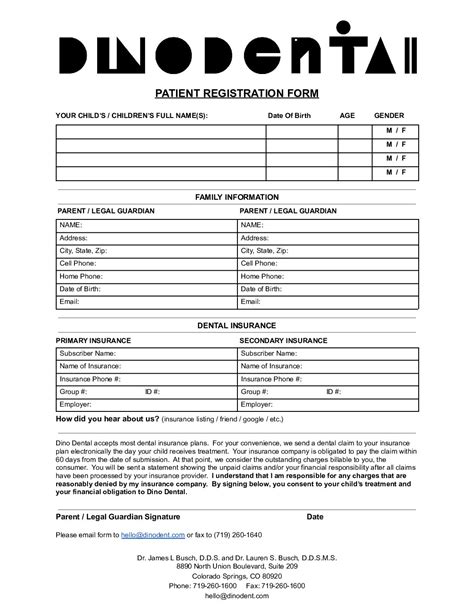 Dino Dental Np Paperwork 1 Dino Dental