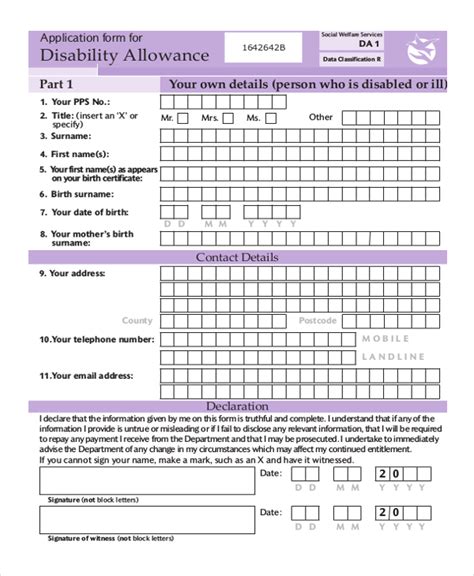 Disability Application Form Pdf