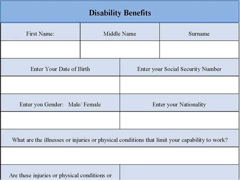 Disability Benefits Form Editable Pdf Forms