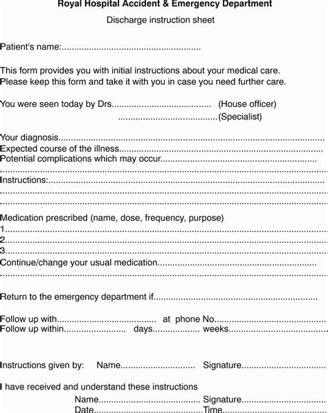 Discharge Instructions For Emergency Department Patients Letter Example Template