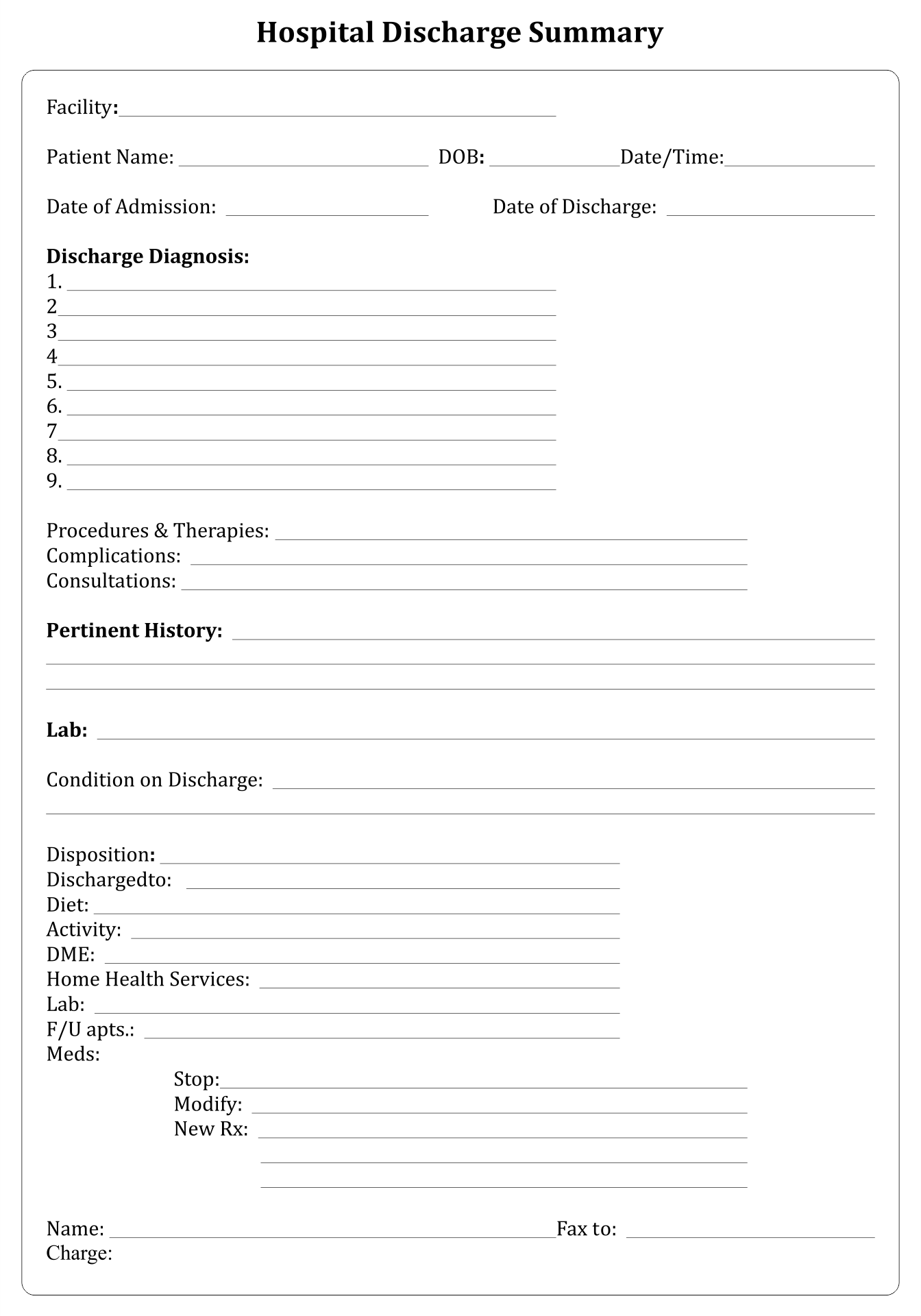 Discharge Paperwork Nursing Home Fill And Sign Printable Template Online