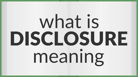 Disclosure Disclosure Meaning Youtube