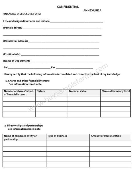 Disclosure Form Financial Definition Of Disclosure Form