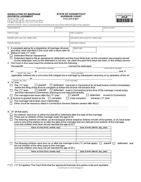 Dissolution Of Marriage Form Connecticut Free Download