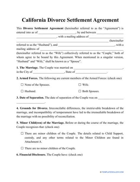 Divorce Agreement Template California Complete With Ease Airslate Signnow