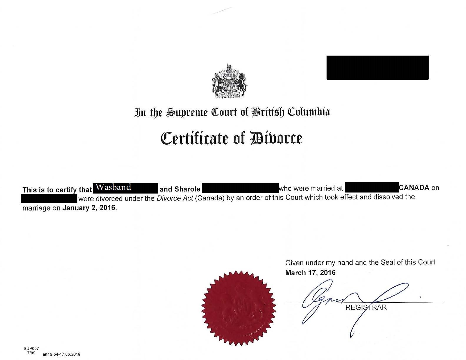 Divorce Certificate Online