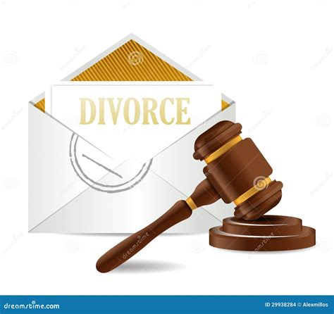 Divorce Decree Document Papers And Gavel Stock Illustration