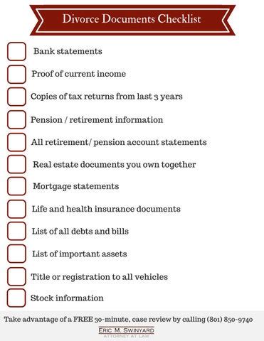 Divorce Document Checklist By Law Offices Of Eric Swinyard Issuu