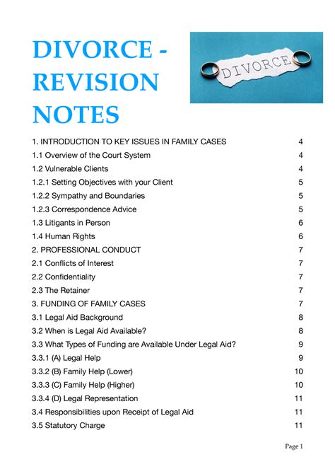 Divorce Revision Notes Divorce Revision Introduction To Key Issues