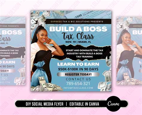 Diy Tax Class Flyer Tax Services Tax Preparation Flyer Tax And Credit Reapair Flyer Social