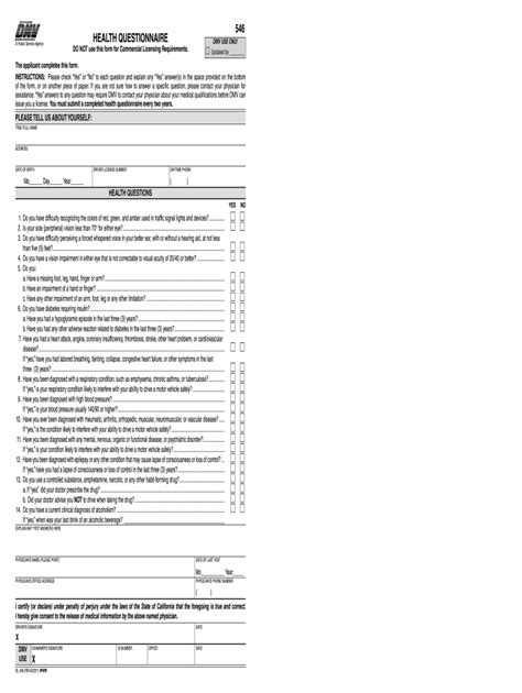 Dl 546 Dmv Fill Online Printable Fillable Blank Pdffiller