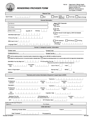 Dmh Rendering Provider Form Fill And Sign Printable Template Online