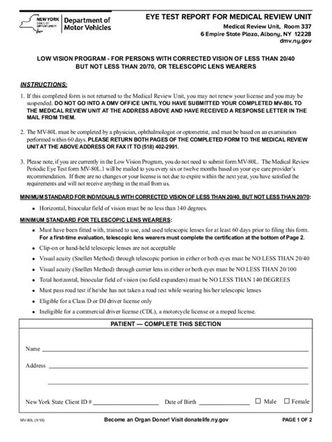 Dmv Eye Test Form Mv 80L Fill And Sign Printable Template Online