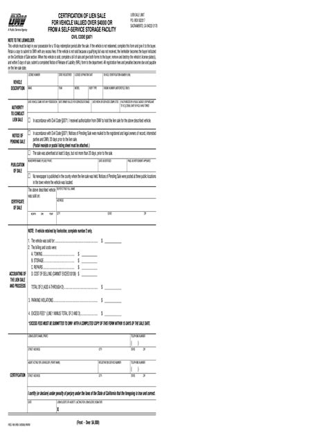 Dmv Lien Sale Unit Sacramento Ca 2020 Fill And Sign Printable