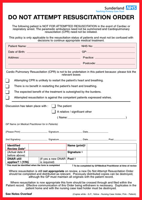 Do Not Resuscitate Ontario Printable Form Printable Forms Free Online